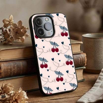 Cherry Heart Line Glass Case displayed upright for simple design visibility and premium finish.