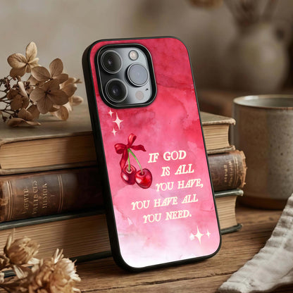 Cherry Quote Glass Case displayed upright for readable message visibility and premium finish.