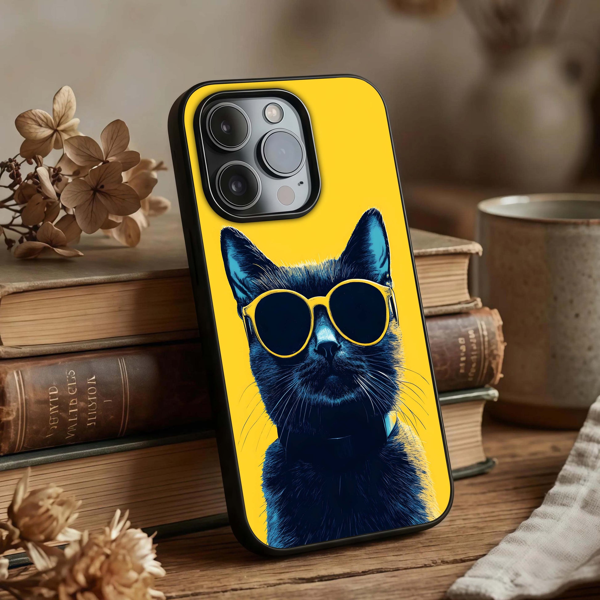 Cool Cat Vibes Glass Case displayed upright for chill design visibility and premium finish.