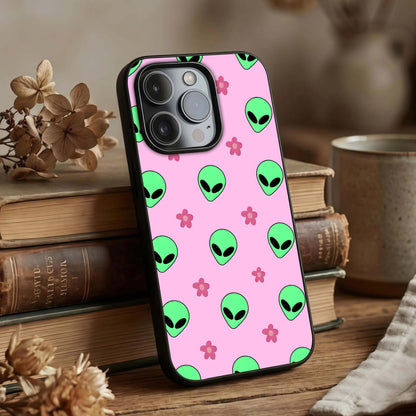 Cosmic Cute Crush Glass Case displayed upright for cheerful design visibility and premium finish.