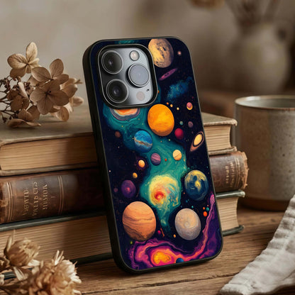 Cosmic Planet Journey Glass Case displayed upright for journey-themed visibility and premium finish.