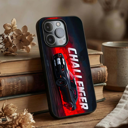 Crimson Challenger Fury Glass Case displayed upright for high-impact design visibility and premium finish.