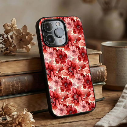 Crimson Love Petals Glass Case displayed upright for heartfelt design visibility and premium finish.