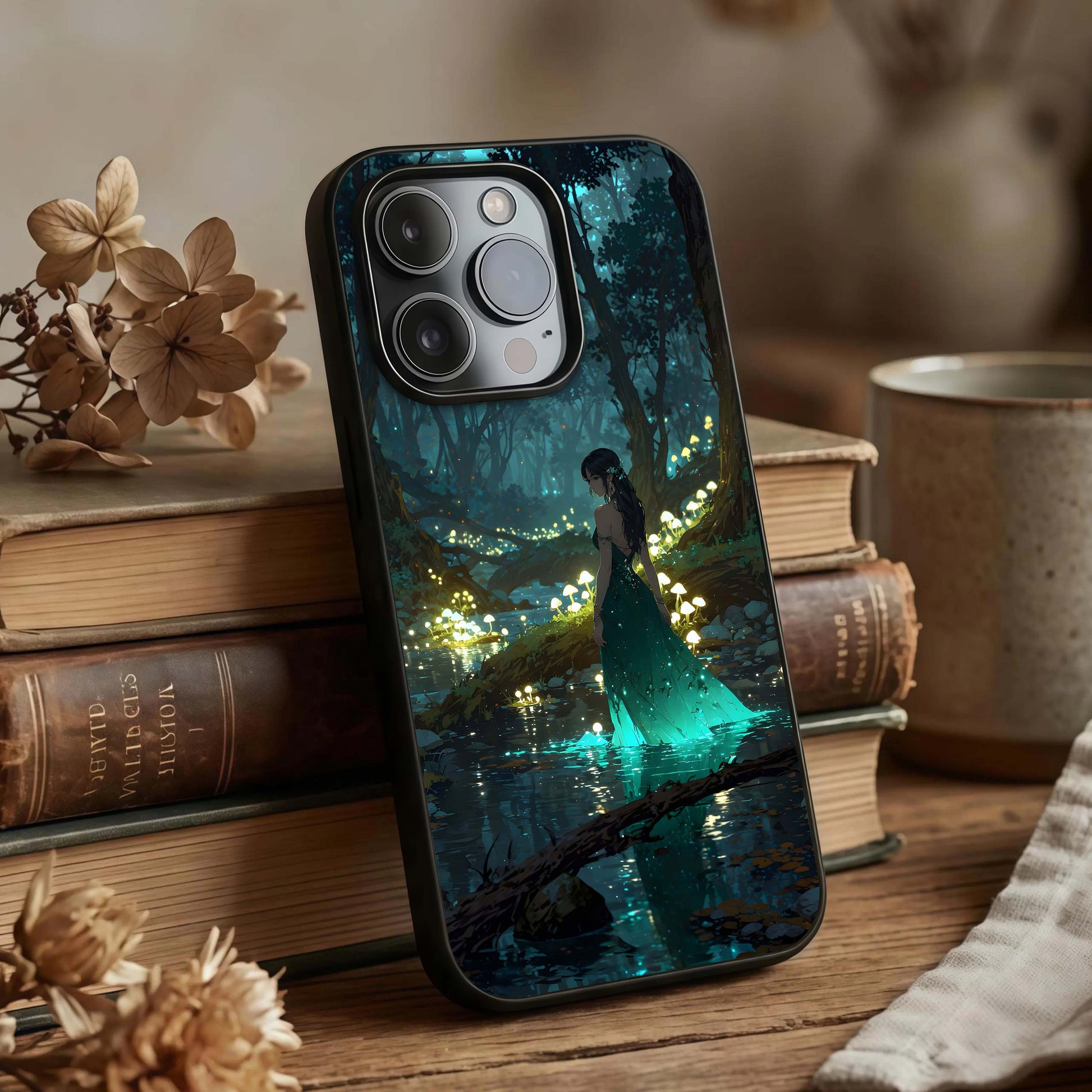 Enchanted Forest Glow Glass Case displayed upright for magical nature visibility and premium finish.