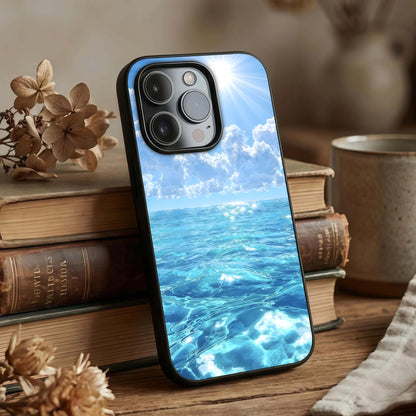 Endless Ocean Horizon Glass Case displayed upright for open horizon visibility and premium finish.
