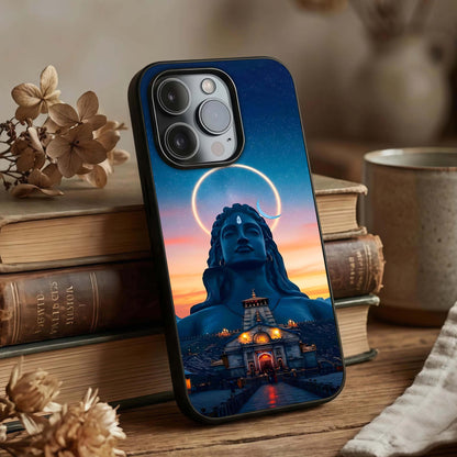 Eternal Shiva Aura Glass Case displayed upright for sacred design visibility and premium finish.