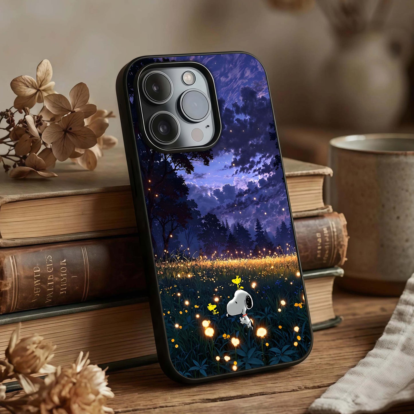 Firefly Meadow Magic Glass Case displayed upright for magical nature visibility and premium finish.