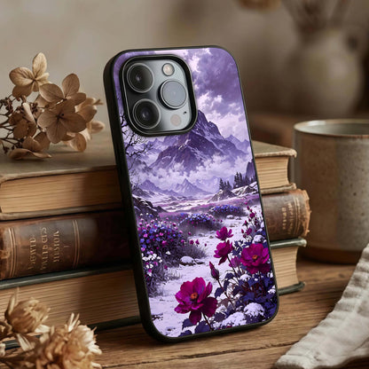 Flower Mountain View Glass Case displayed upright for wide scenic visibility and premium finish.