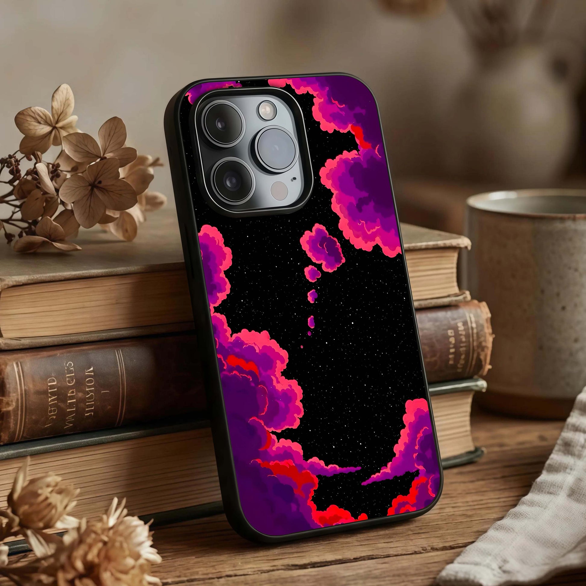 Galaxy Dream Frame Glass Case displayed upright for structured cosmic visibility and premium finish.