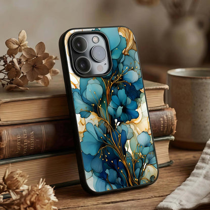 Golden Bloom Symphony Glass Case displayed upright for refined floral visibility and premium finish.