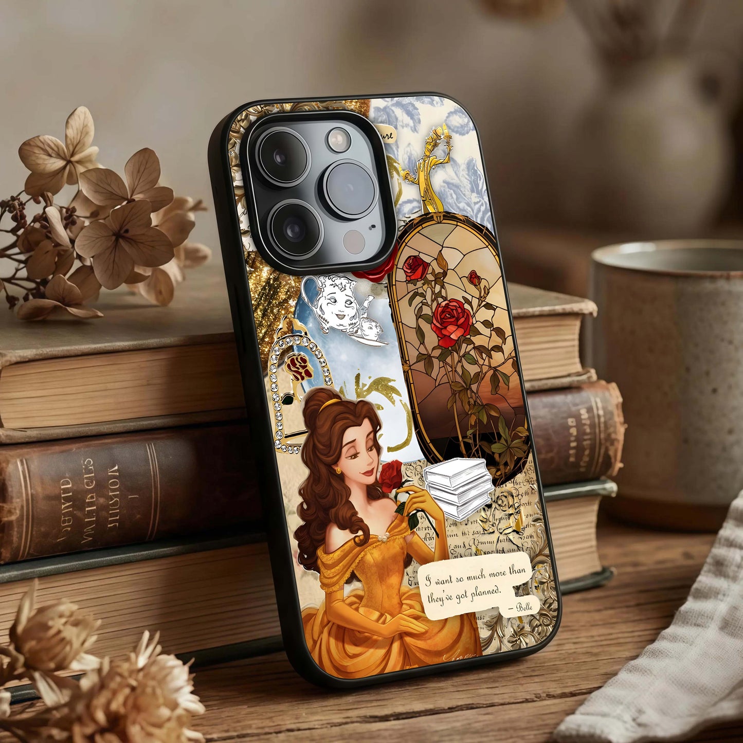 Golden Dream Belle Glass Case displayed upright for graceful design visibility and premium finish.