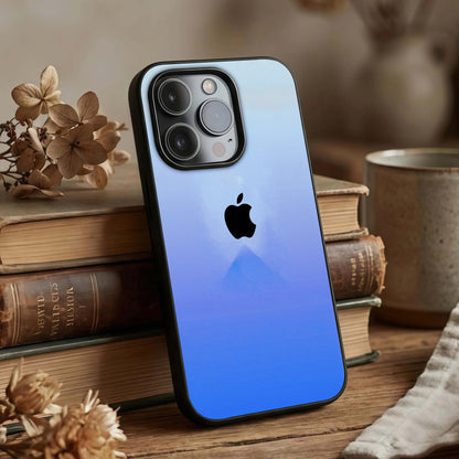 Gradient Apple Vibe Glass Case displayed upright for modern gradient visibility and premium finish.