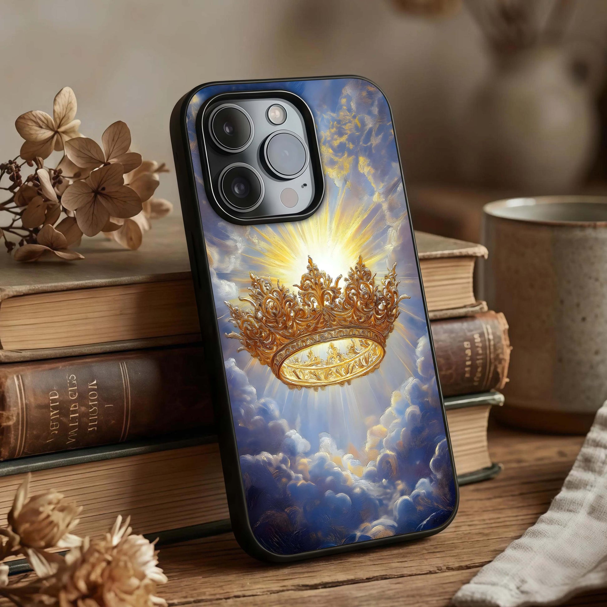 Heavenly Crown Light Glass Case displayed upright for regal spiritual visibility and premium finish.