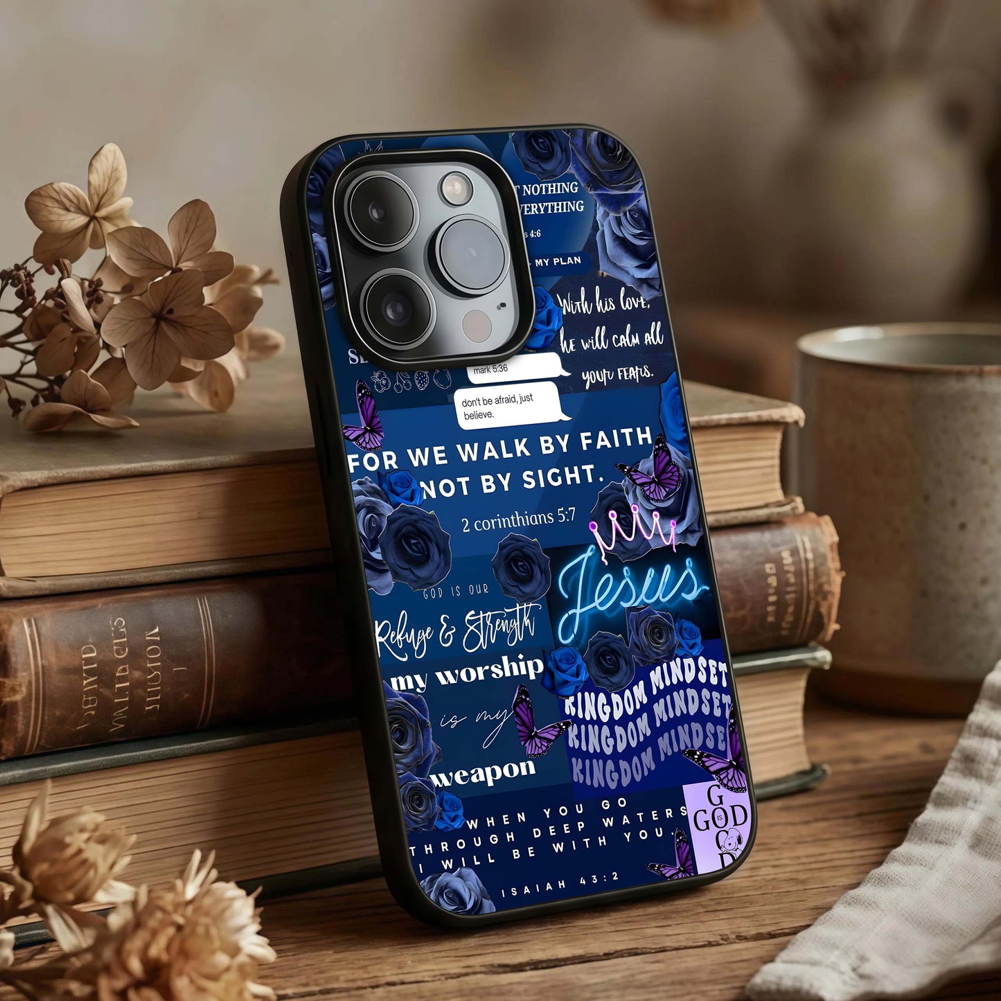 Kingdom Faith Glow Glass Case displayed upright for spiritual visibility and premium finish.