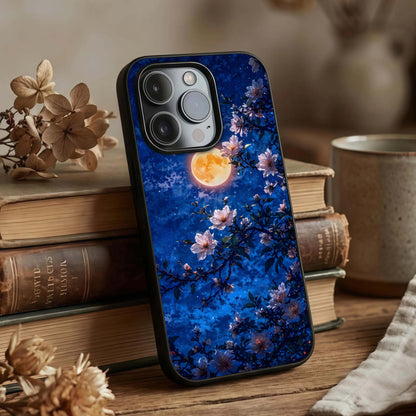 Moonlit Blossoms Night Glass Case displayed upright for serene floral visibility and premium finish.