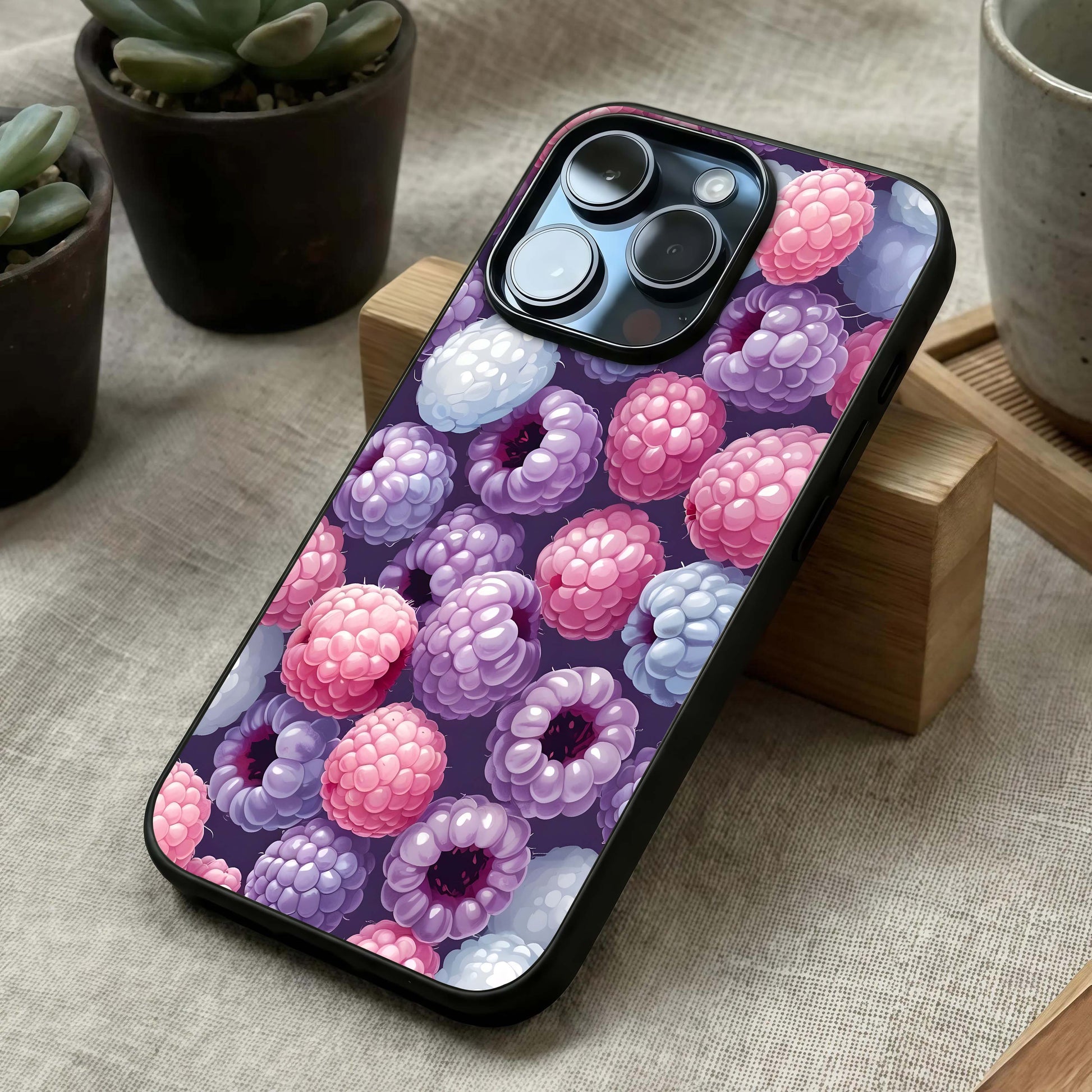 Berry Candy Pop Glass Case laid diagonally highlighting fun accents and HD glass shine.