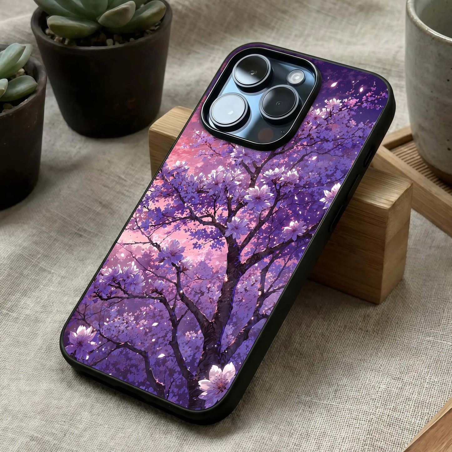 Blossom Tree Glass Case laid diagonally highlighting branch flow and HD glass shine.