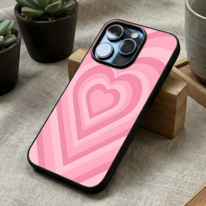 Blush Heart Waves Glass Case laid diagonally highlighting smooth motion and HD glass shine.