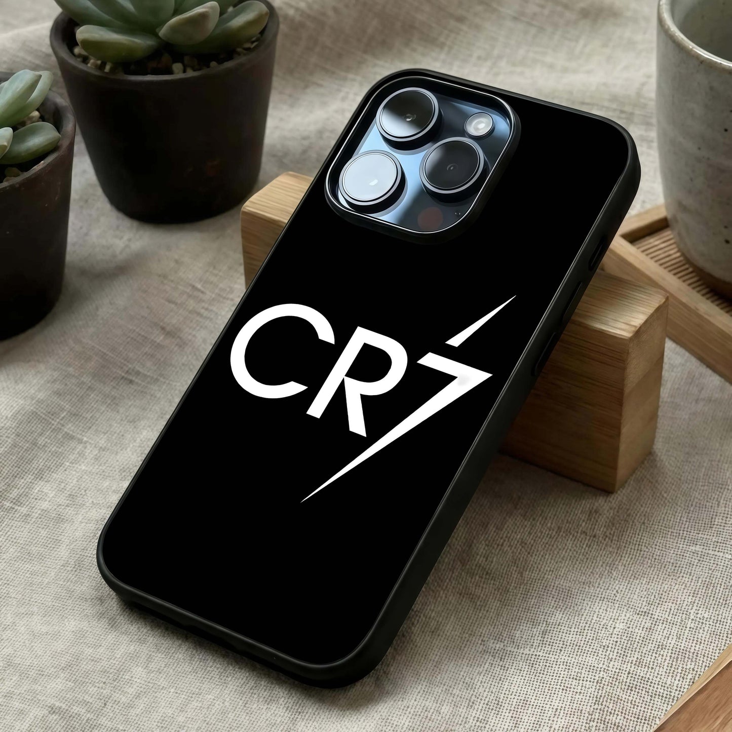 CR7 Elite Strike Glass Case laid diagonally highlighting aggressive motion and HD glass shine.