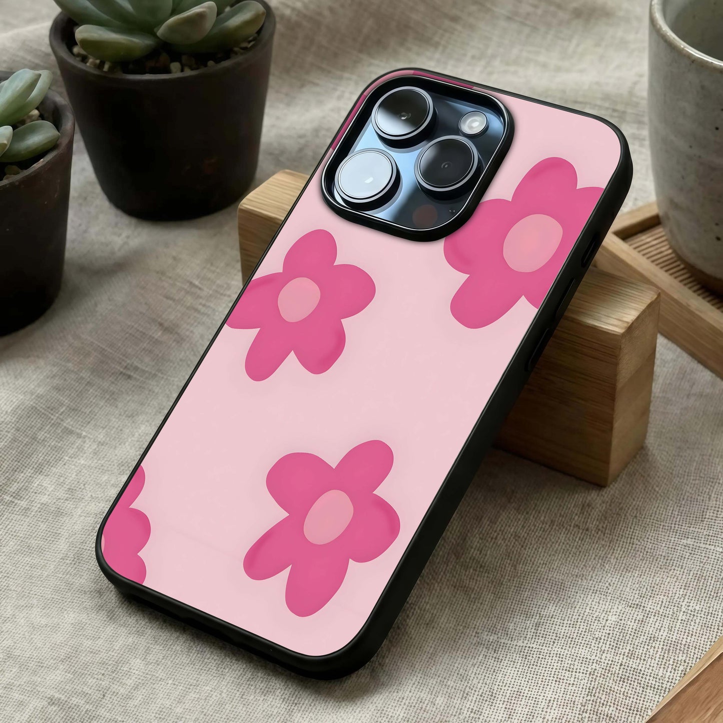 Candy Bloom Dreams Glass Case laid diagonally highlighting vibrant contrasts and HD glass shine.