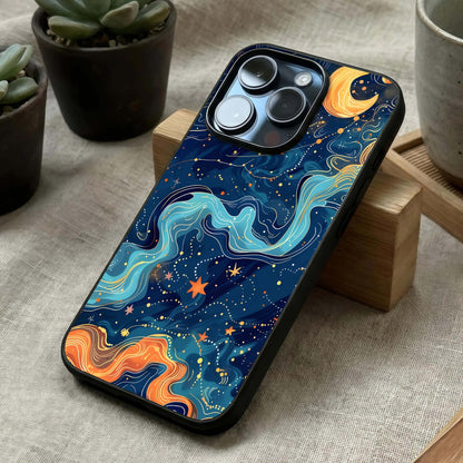 Celestial Dream Flow Glass Case laid diagonally highlighting gentle transitions and HD glass shine.