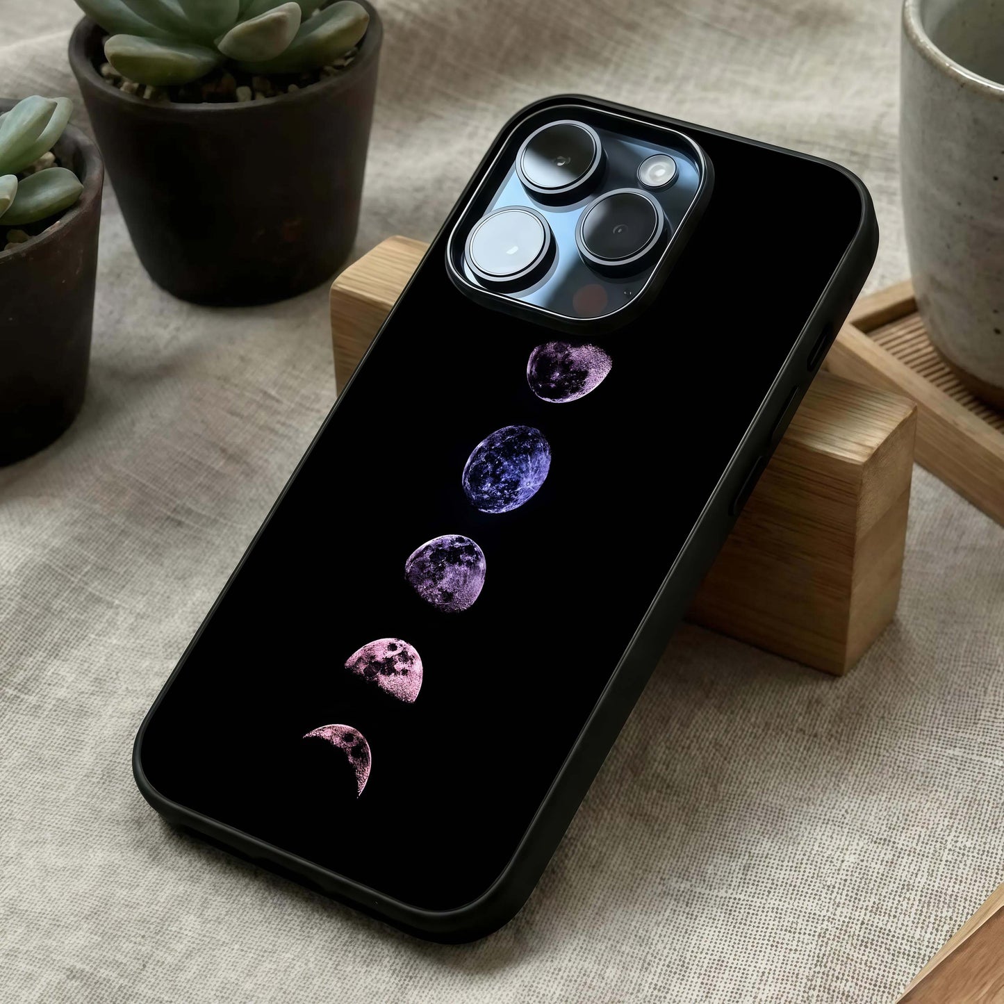 Crimson All Planets Glass Case laid diagonally highlighting layered planets and HD glass shine.