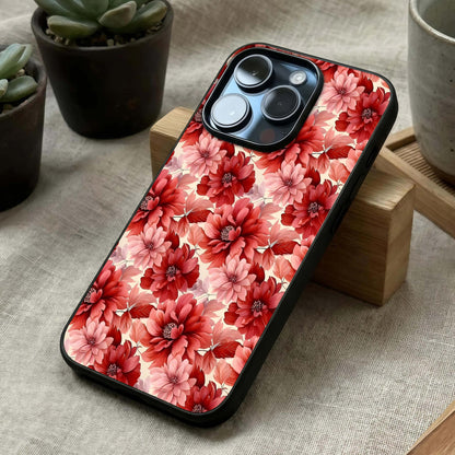 Crimson Love Petals Glass Case laid diagonally highlighting gentle curves and HD glass shine.