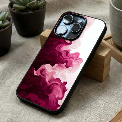 Crimson Wave Flow Glass Case laid diagonally highlighting smooth transitions and HD glass shine.