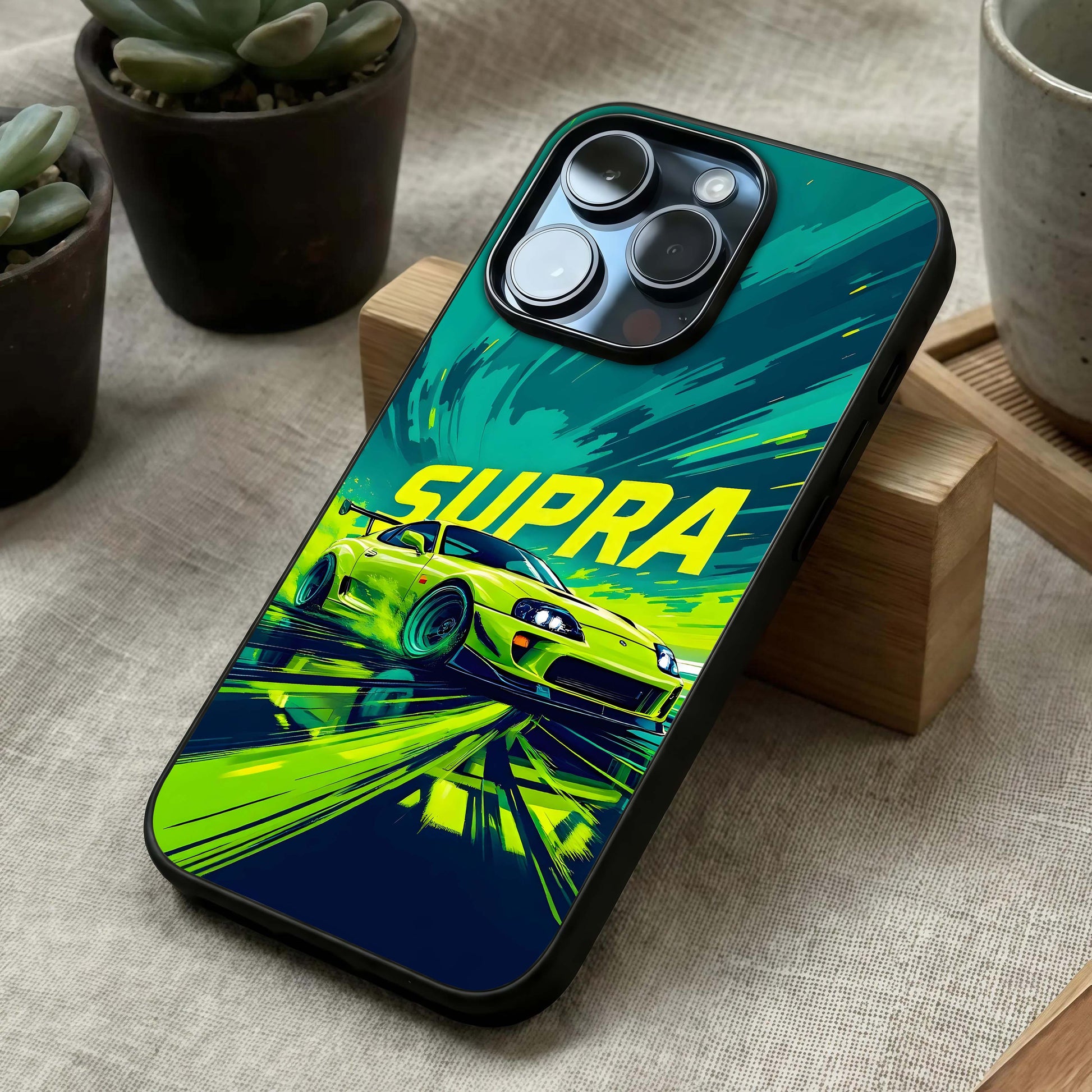 Electric Supra Thunder Glass Case laid diagonally highlighting dynamic motion and HD glass shine.