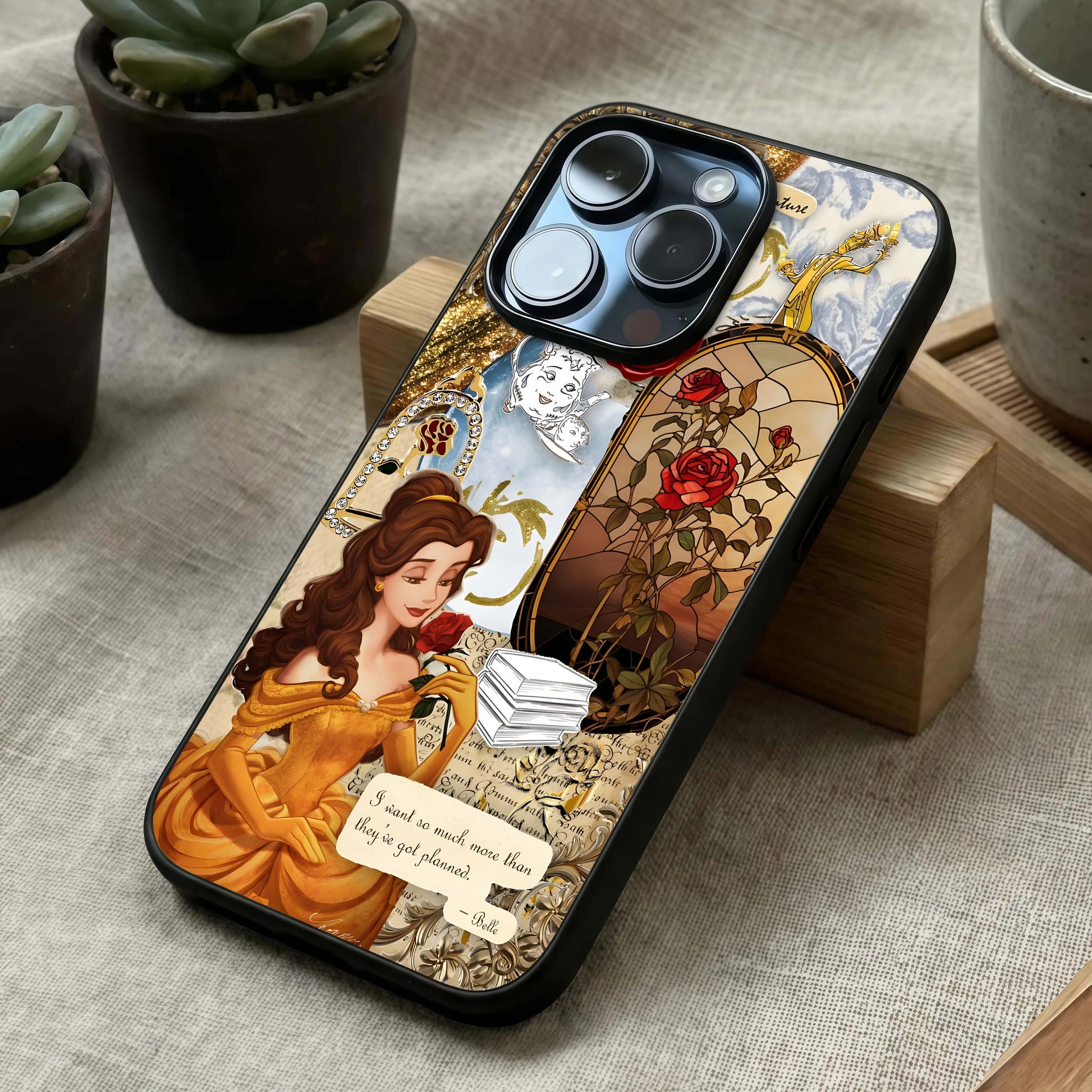 Golden Dream Belle Glass Case laid diagonally highlighting refined contours and HD glass shine.