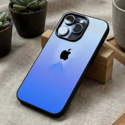 Gradient Apple Vibe Glass Case laid diagonally highlighting seamless transitions and HD glass shine.