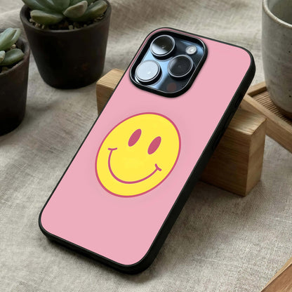 Happy Pink Mood Glass Case laid diagonally highlighting gentle transitions and HD glass shine.