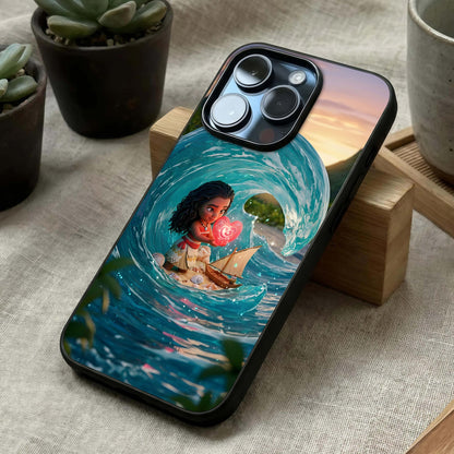 Heart of Ocean Glass Case laid diagonally highlighting flowing motion and HD glass shine.