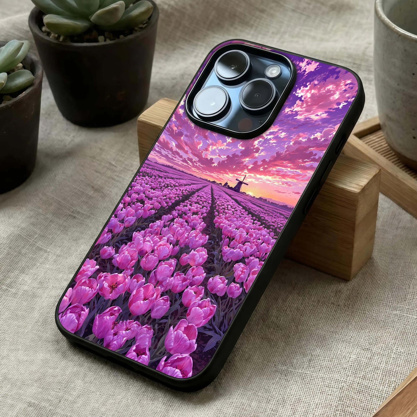 Lavender Dream Skies Glass Case laid diagonally highlighting smooth transitions and HD glass shine.