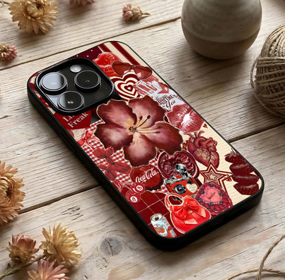 Aesthetic Little Freak Glass Case photographed in natural light showing reflective finish and playful design depth.