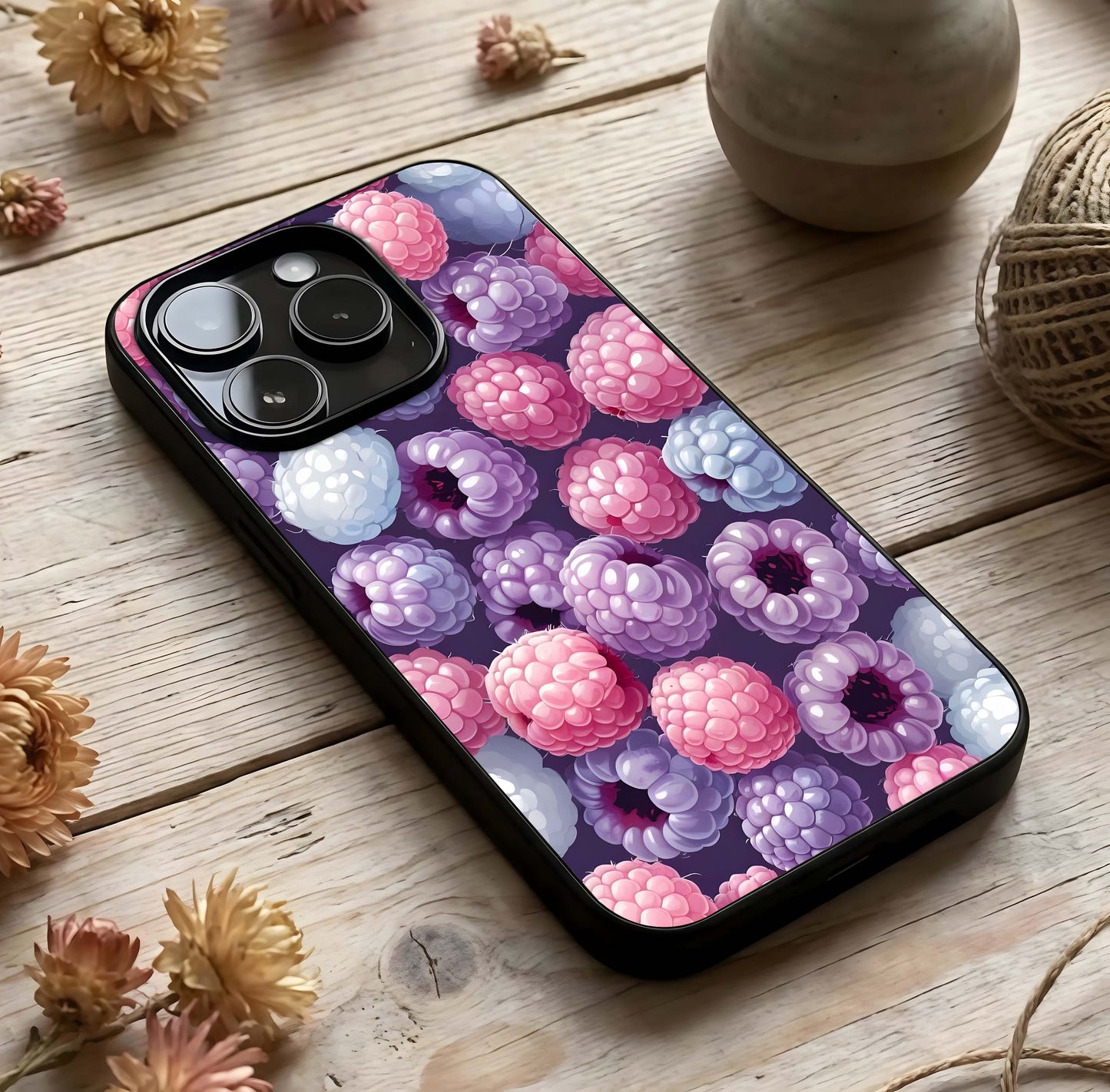 Berry Candy Pop Glass Case photographed in natural light showing reflective finish and vibrant depth.
