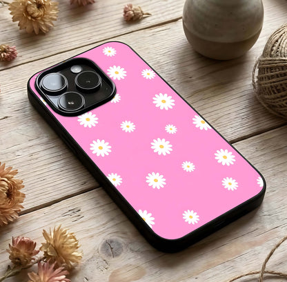 Bubblegum Daisy Pop Glass Case photographed in natural light showing reflective finish and lively depth.