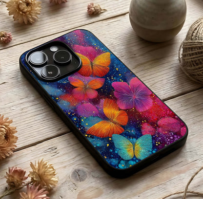 Butterfly Dream Mist Glass Case photographed in natural light showing reflective finish and dreamy depth.
