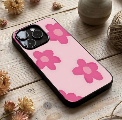 Candy Bloom Dreams Glass Case photographed in natural light showing reflective finish and cheerful depth.