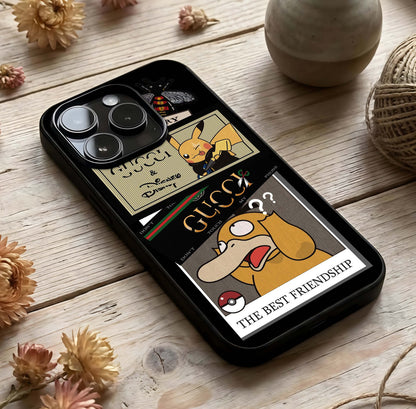 Cartoon Brand Play Mashup Glass Case photographed in natural light showing reflective finish and dynamic depth.