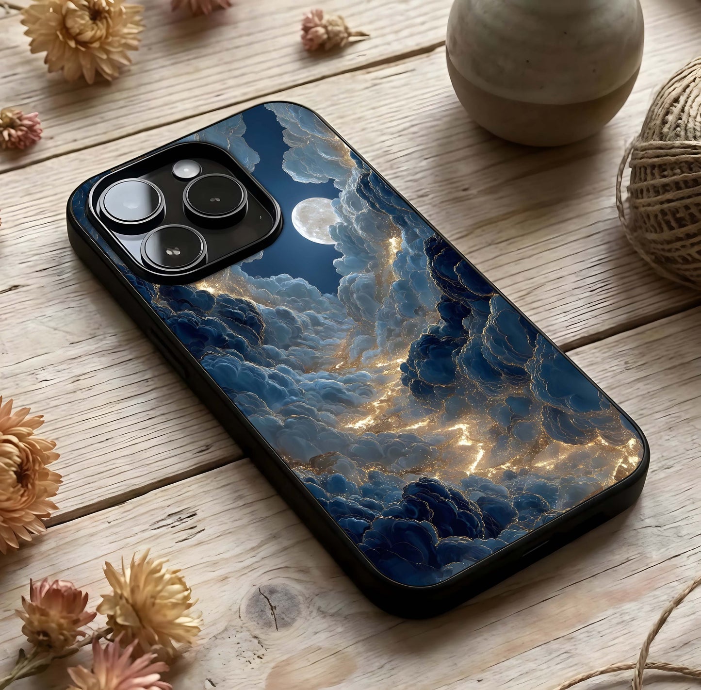 Celestial Cloud Road Glass Case photographed in natural light showing reflective finish and dreamy depth.