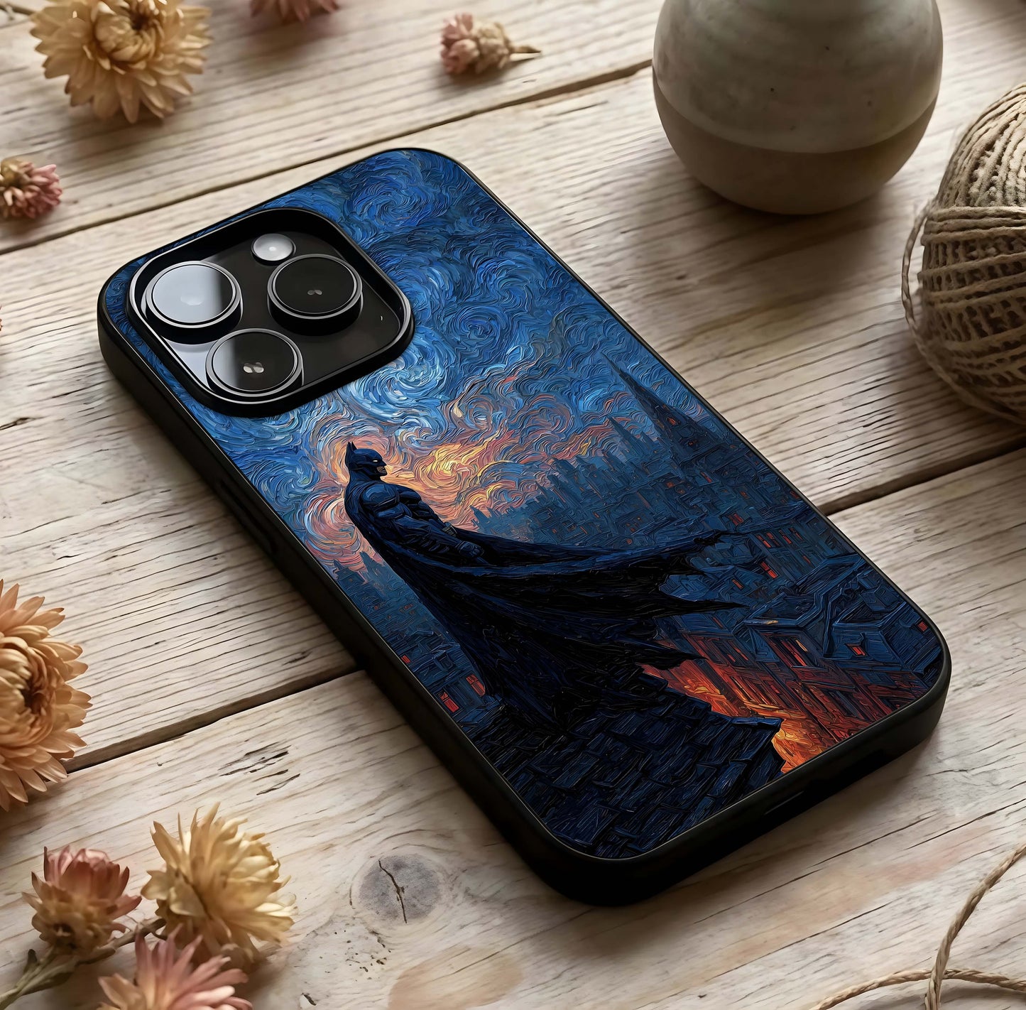 Dark Knight Dusk Glass Case photographed in natural light showing reflective finish and dark depth.