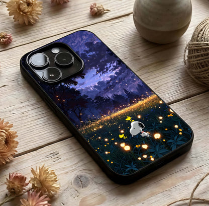 Firefly Meadow Magic Glass Case photographed in natural light showing reflective finish and enchanting depth.