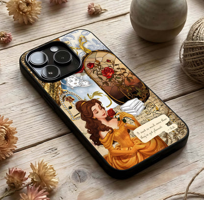 Golden Dream Belle Glass Case photographed in natural light showing reflective finish and elegant depth.