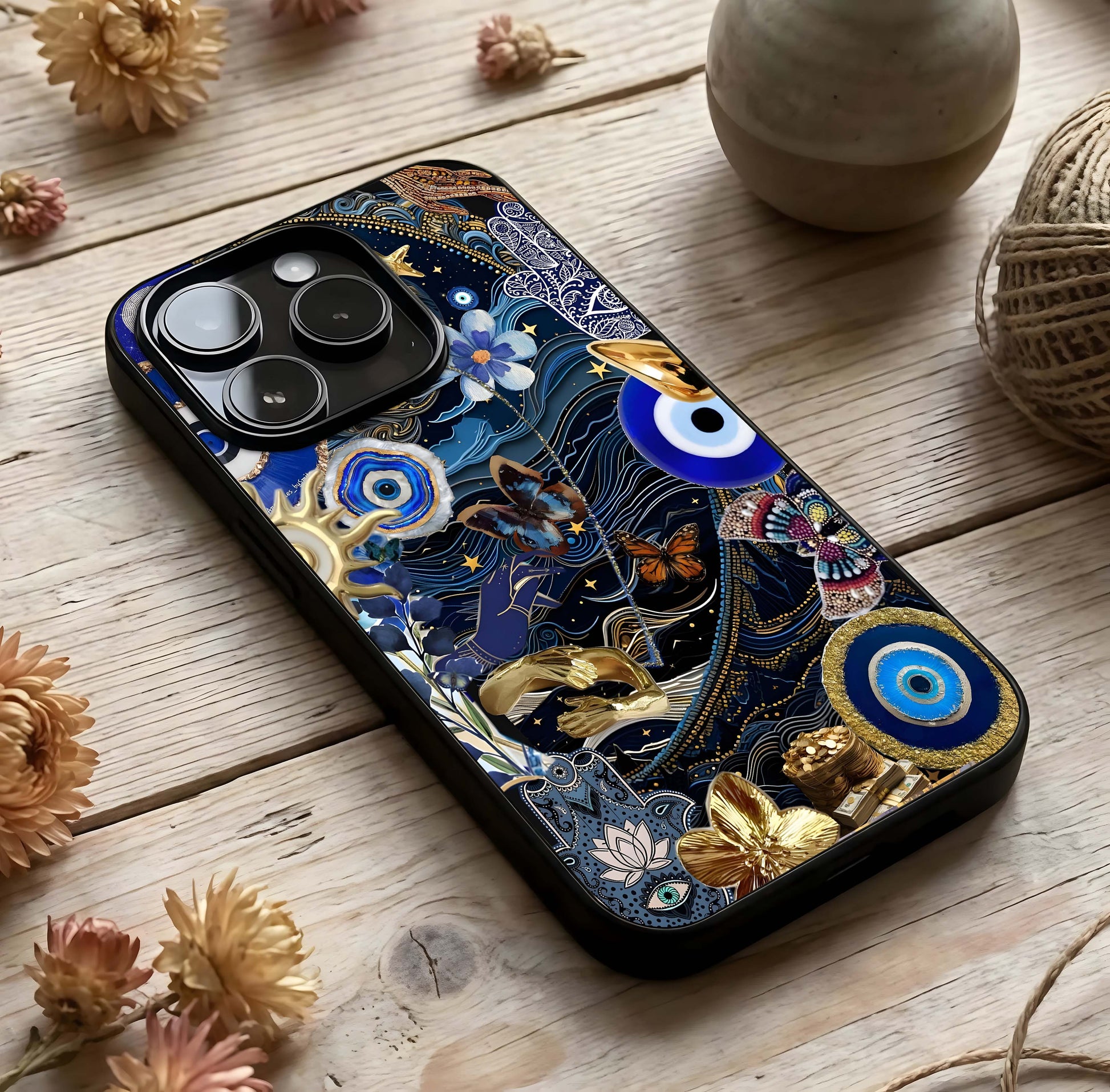 Golden Moon Magic Glass Case photographed in natural light showing reflective finish and enchanting depth.