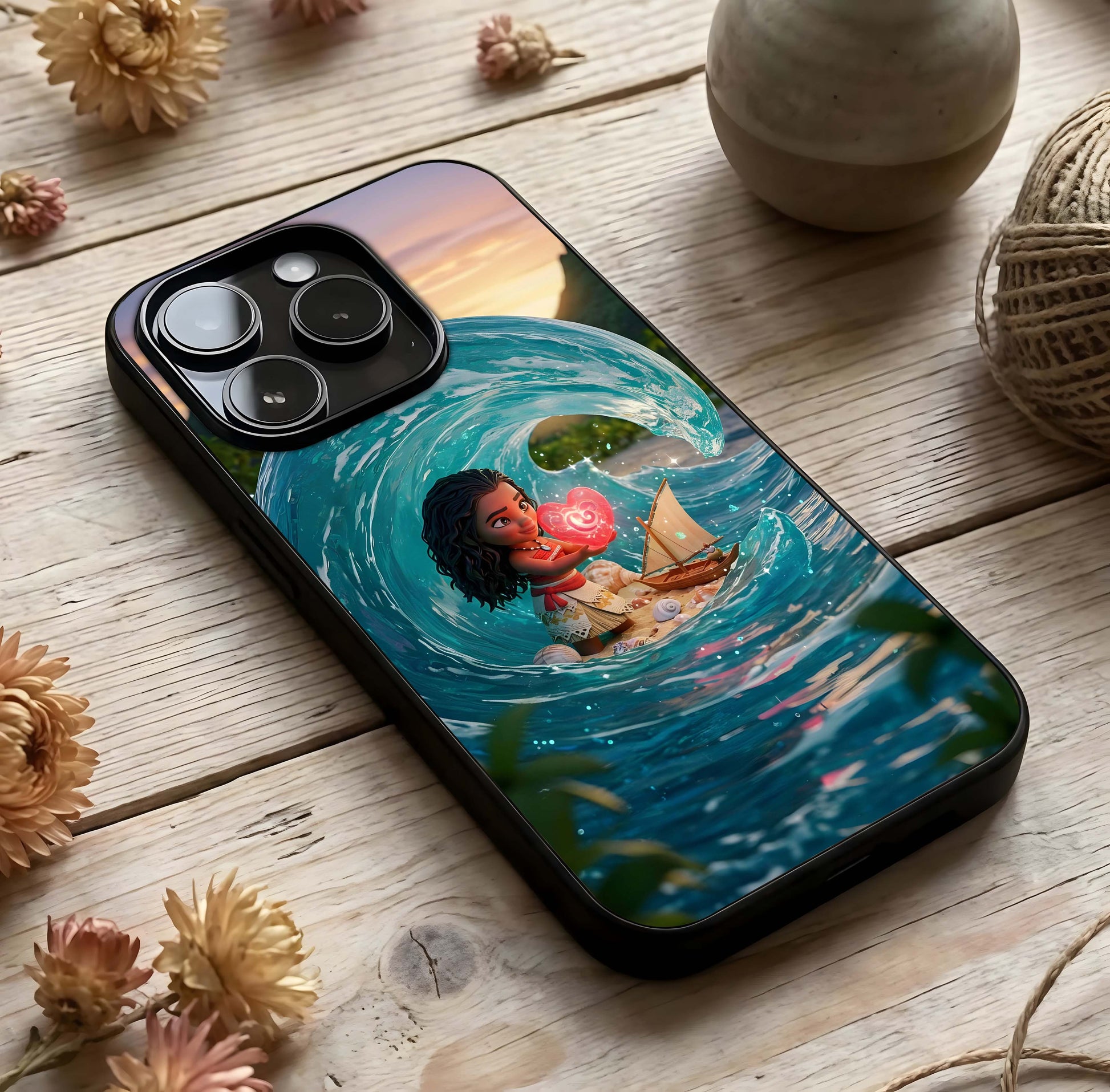 Heart of Ocean Glass Case photographed in natural light showing reflective finish and deep depth.