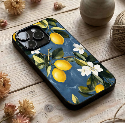 Lemon Dream Garden Glass Case photographed in natural light showing reflective finish and fresh depth.