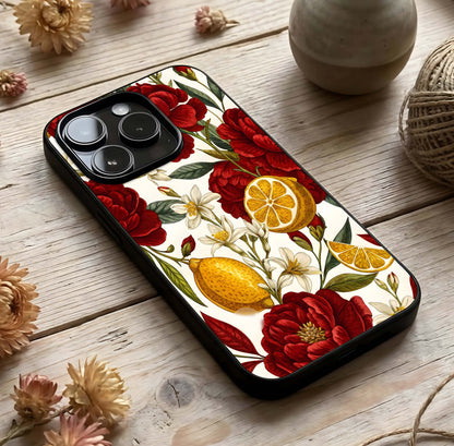 Lemon Rose Charm Glass Case photographed in natural light showing reflective finish and charming depth.