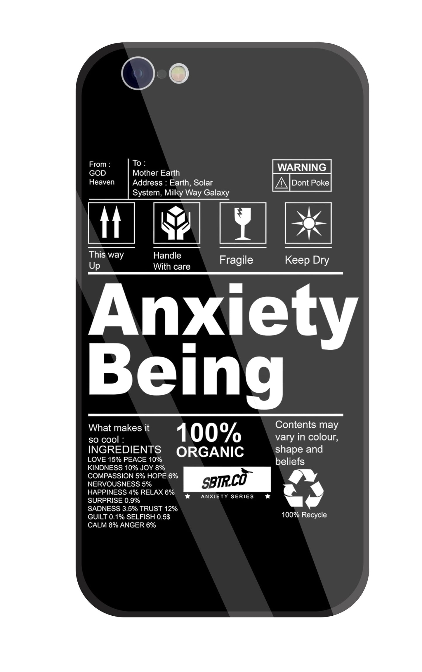 Anxiety Being Glass Case For Apple iPhone 6 / 6s