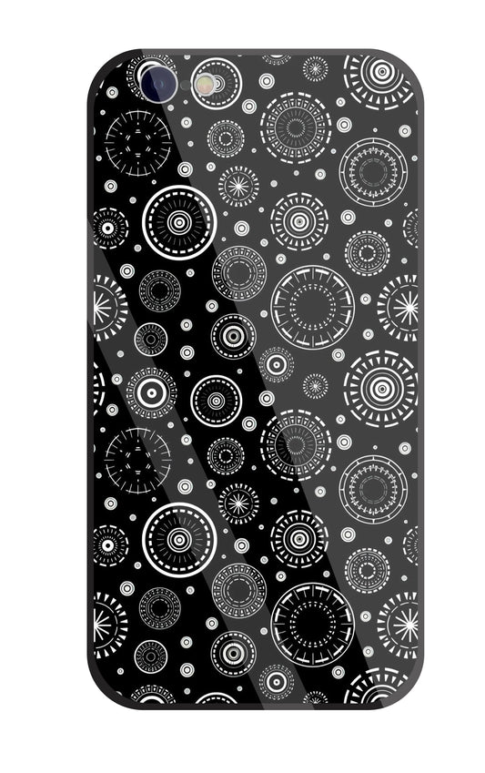 Black Circle Pattern Glass Case For Apple iPhone 6 / 6s